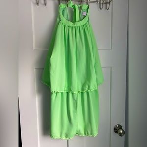 Brand new Pink Lily lime green romper